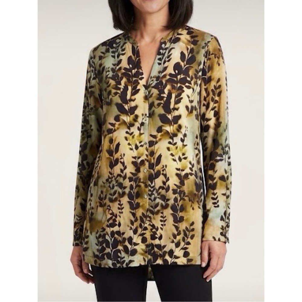 J. Jill Pure Jill Small Artsy Viscose Button Up Tunic Top Career Professional